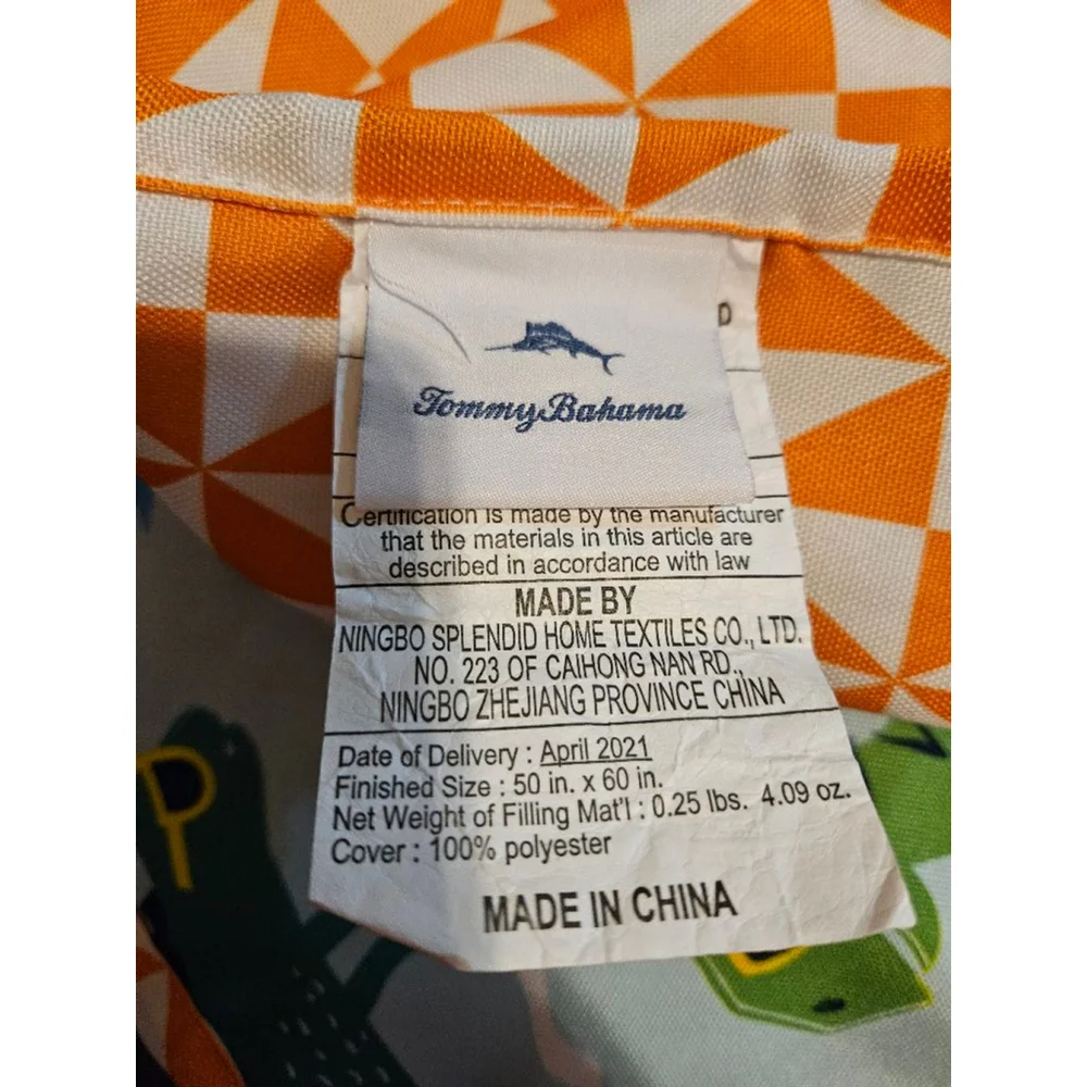 Tommy Bahama Reversible Duvet Dinosaurs Blanket 50 in x 60 Blue Green Multi